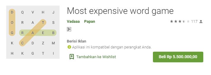 Most expensive word game